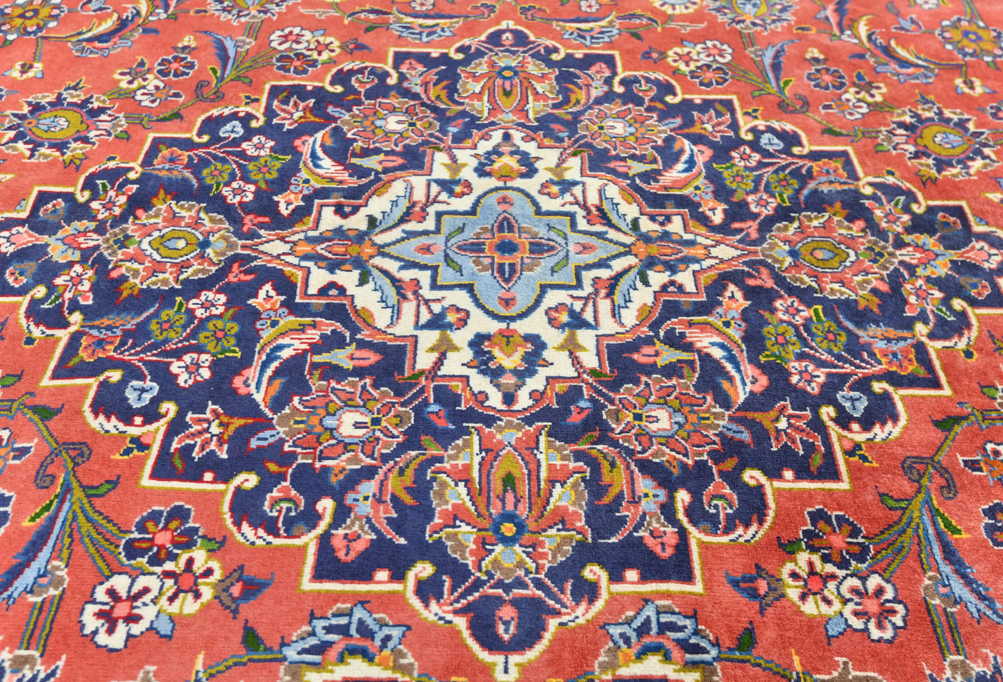 Semi-Antique Handmade Oriental Rug 10x13 Classic Medallion Carpet