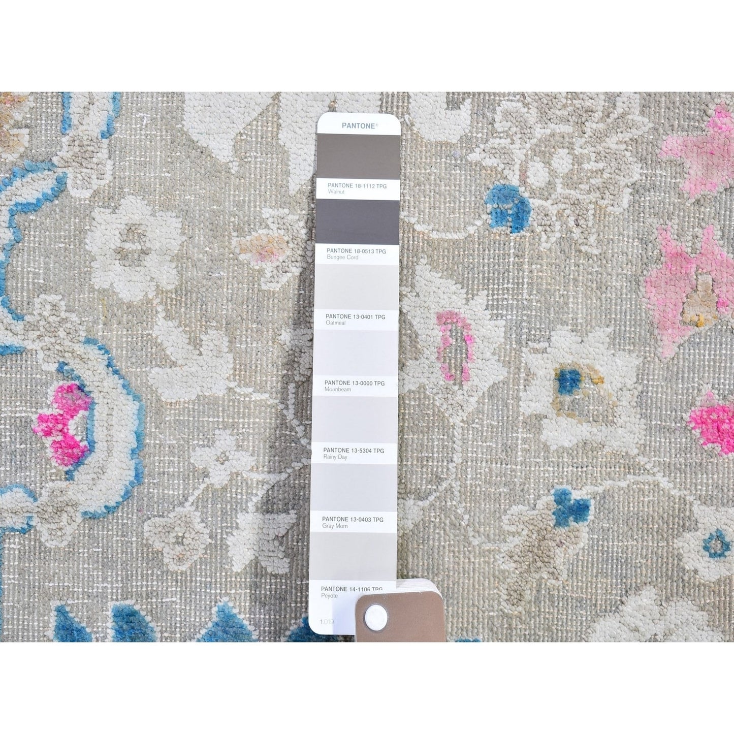 2'1"X3' Sari Silk With Textured Wool Oushak Influence Handknotted Mat Rug