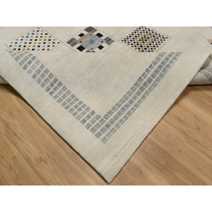 Rug 8'3"x10'2" White Modern Wool Hand Knotted Animal Figurines Lori Buft