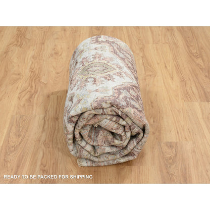 8'X10' Mixed Burgundy Heris Heritage Design Hand Knotted Pure Wool Rug