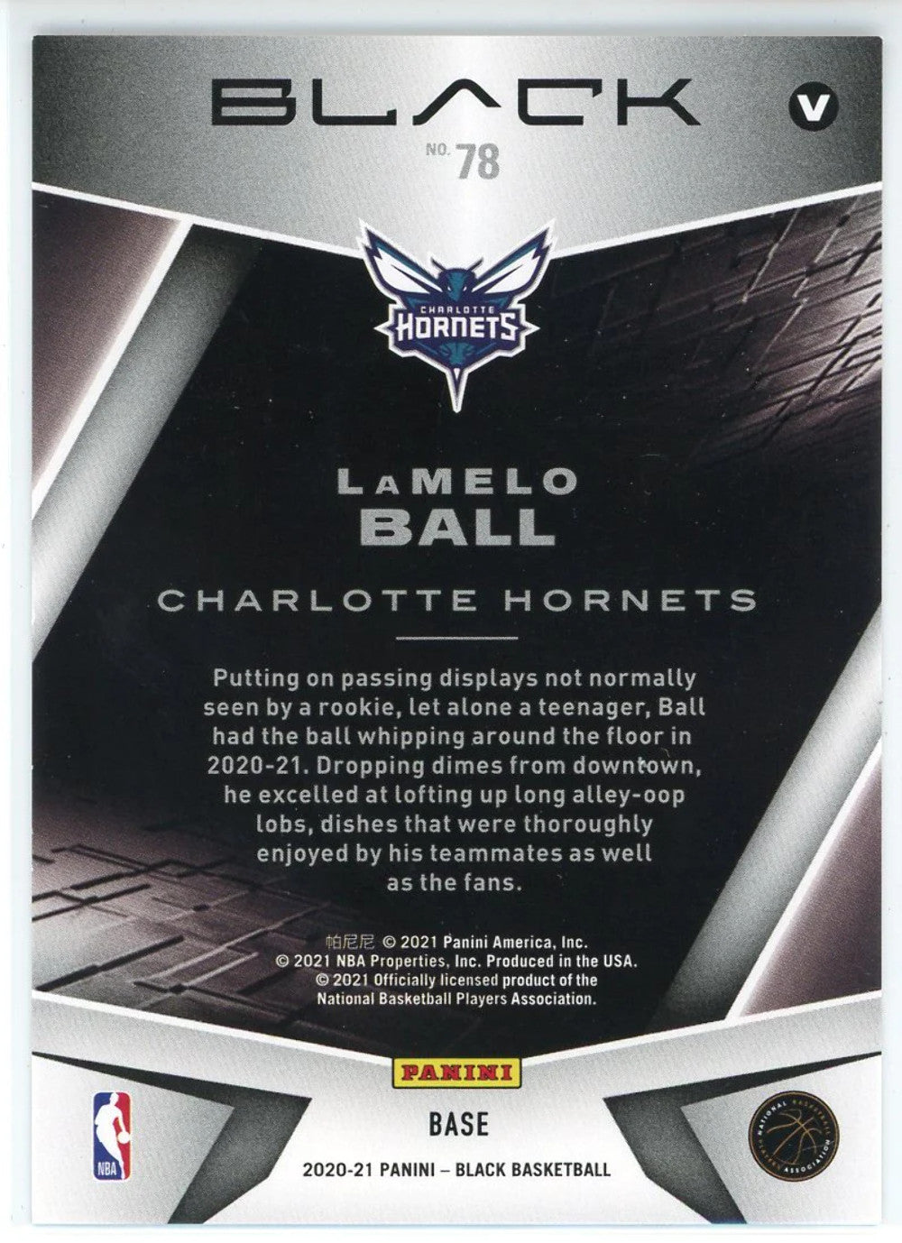 Lamelo Ball 2020-21 Panini Black Rookie Card #78