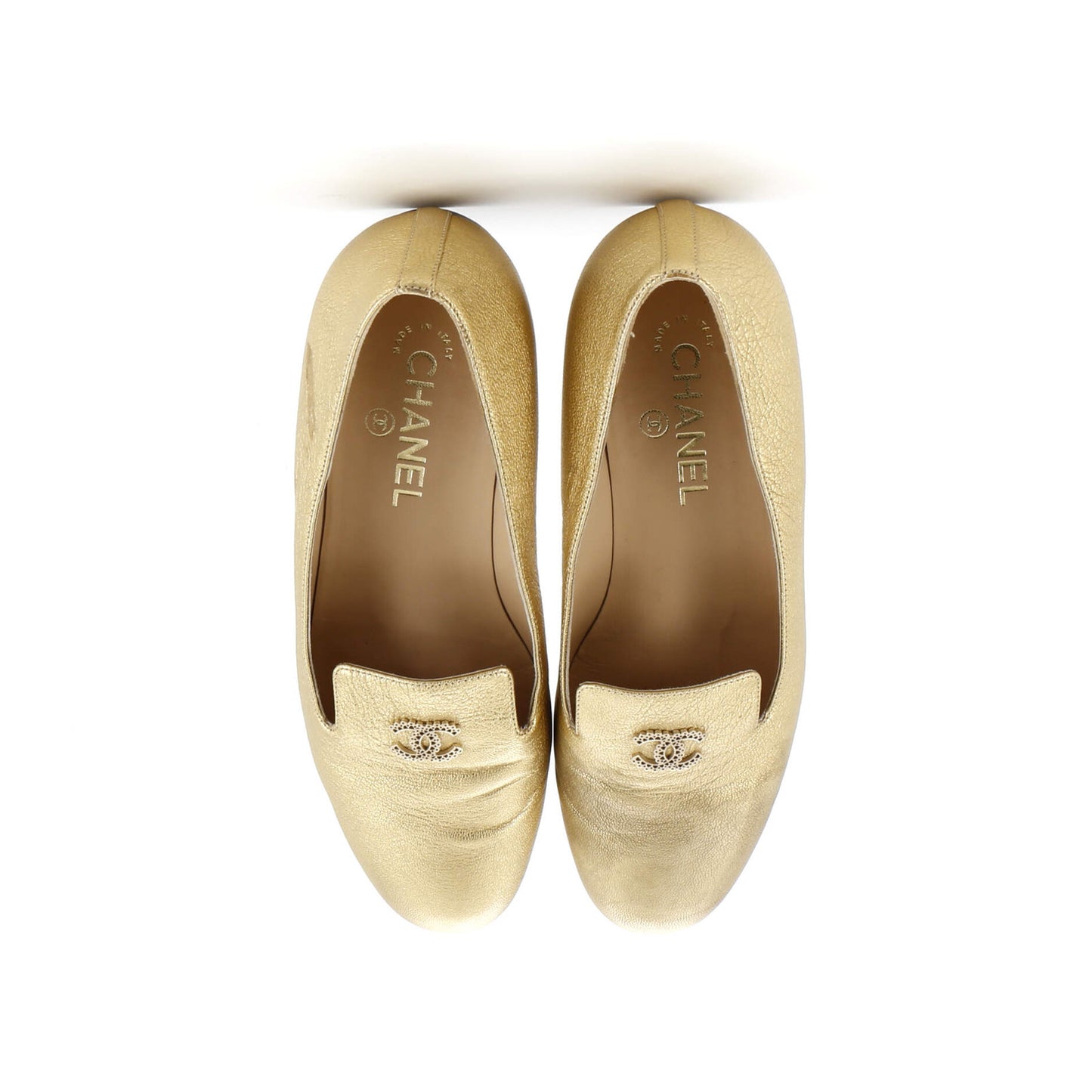 Chanel Women'S Cc Mocassin Loafers Leather With Metal