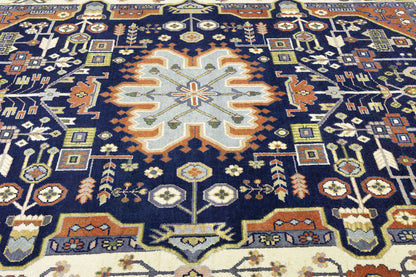 9X12 ft Navy Tribal Heriz Serapi Wool Oriental