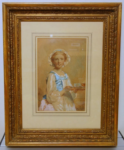 Charles Joshua Chaplin "Young Girl" Original Watercolor With Coa Signed Framed