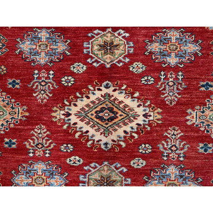 6'X8'8" Fire Brick Red Wool Tribal Super Kazak Hand Knotted Oriental Rug