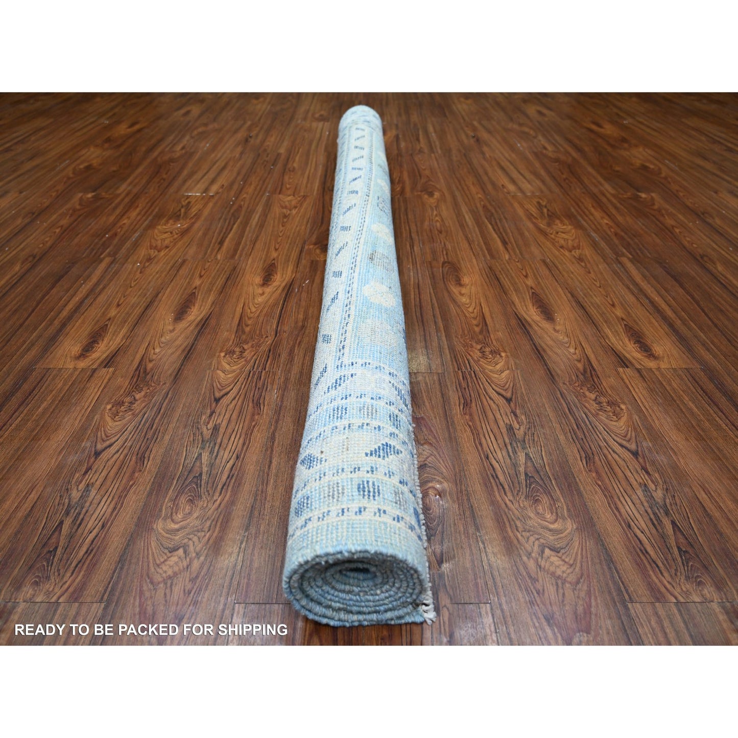 6'1"X9' Light Blue Wool Hand Knotted Anatolian Village Inspired Rug
