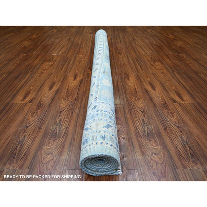 6'1"X9' Light Blue Wool Hand Knotted Anatolian Village Inspired Rug