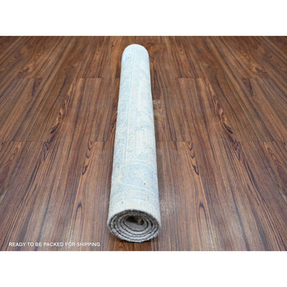3'X4'9" Ivory, Organic Wool Hand Knotted, White Wash Peshawar, Rug