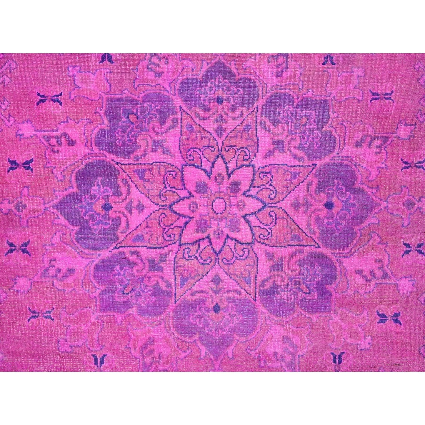 8'6"X11'4" Pink Overdyed Kazak Medallion Design Hand Knotted All Wool Rug