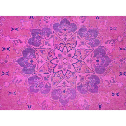 8'6"X11'4" Pink Overdyed Kazak Medallion Design Hand Knotted All Wool Rug