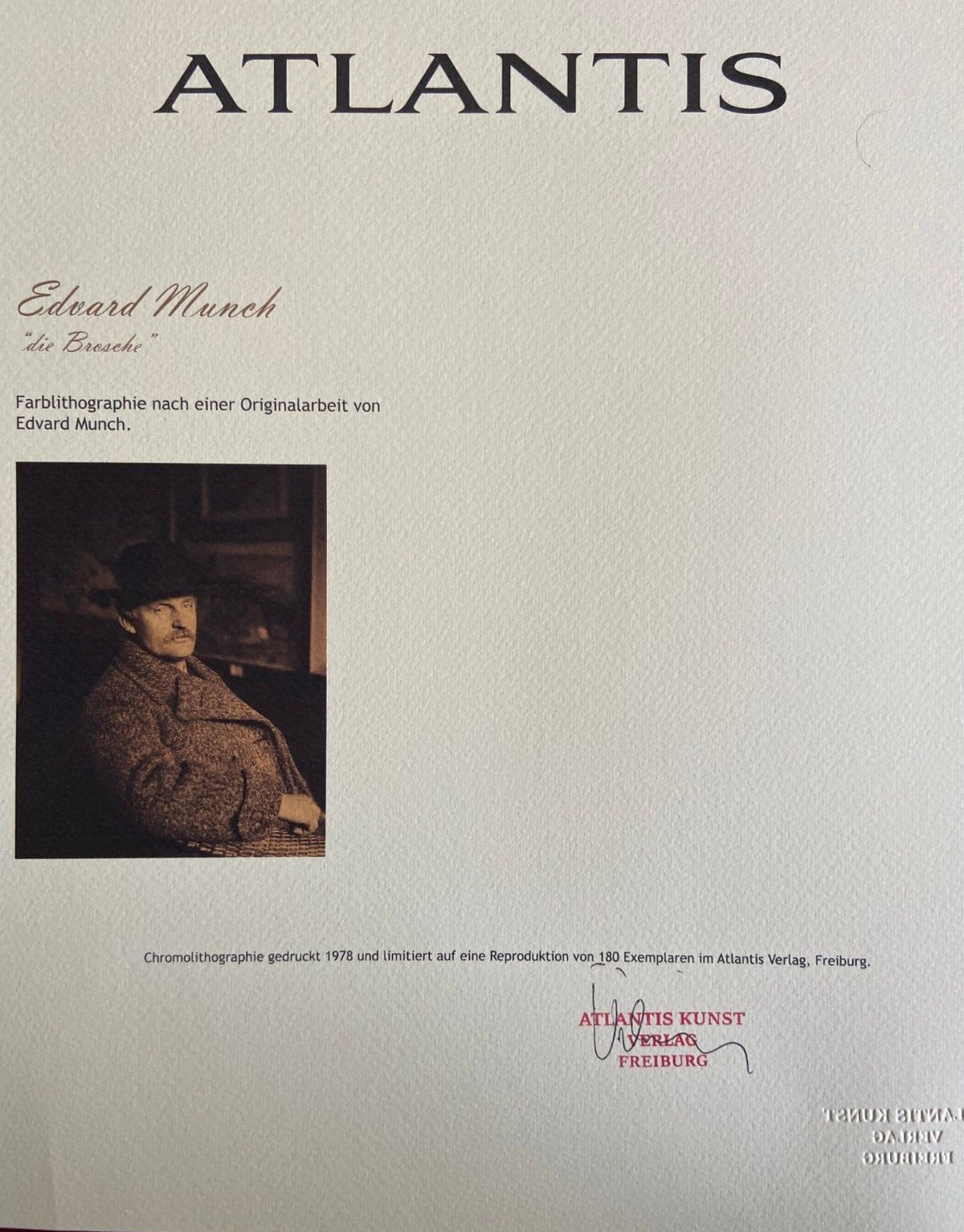 Edvard Munch Lithograph Coa Signature Hand-Numbered Limited Edition