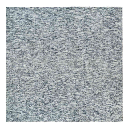 12'X12' Blue Wool Hand Loomed Modern Striae Design Oriental Square Rug