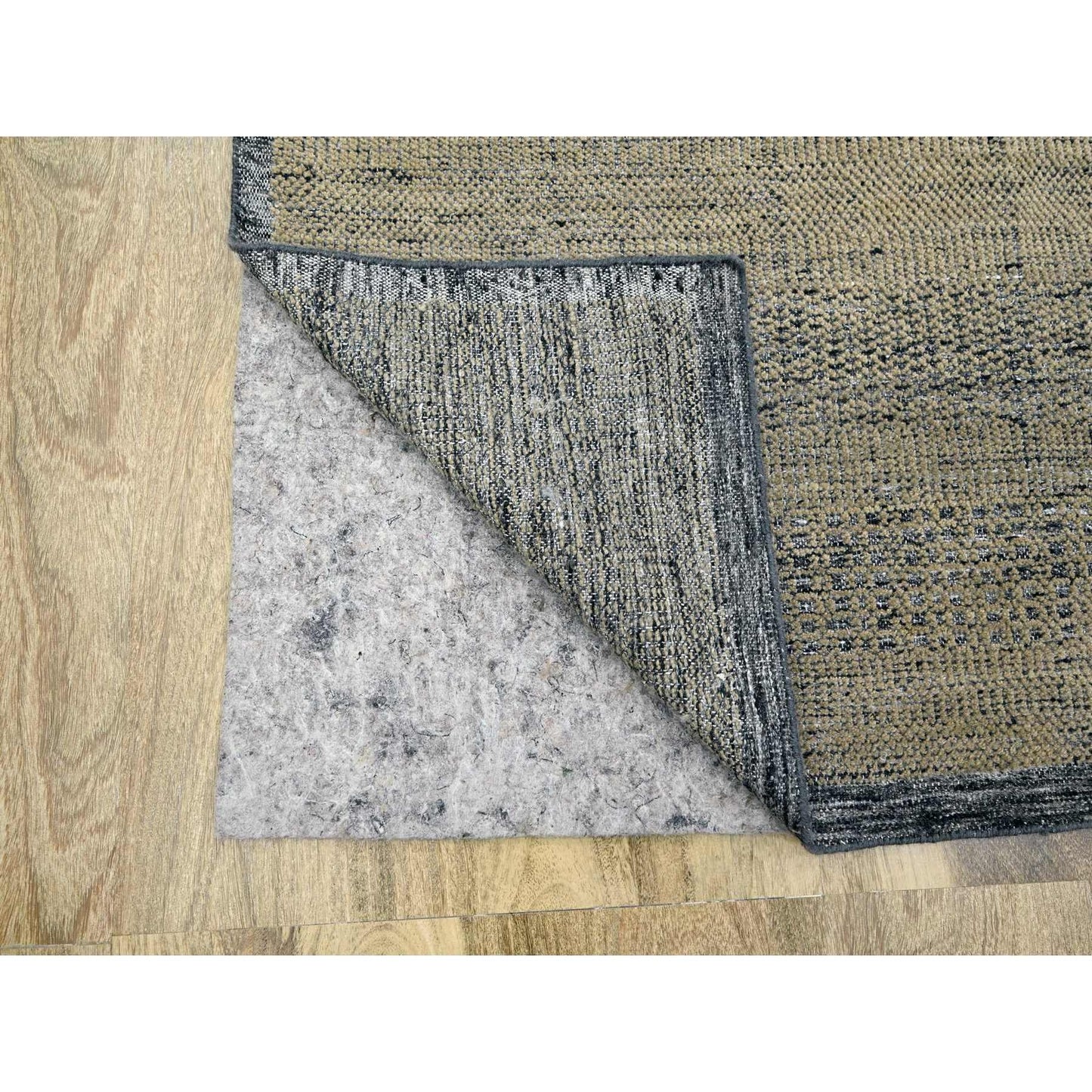 10'X14' Brown & Black Oxidized Grass Design Pure Wool Hand Knotted Rug