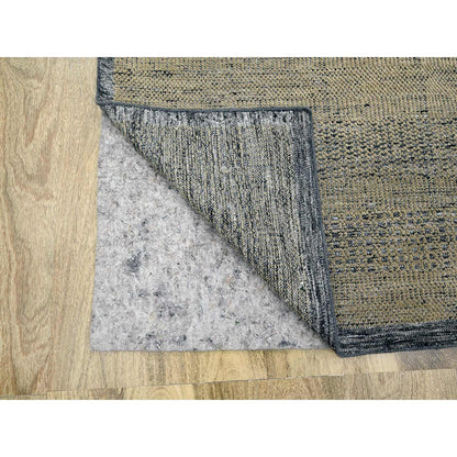 10'X14' Brown & Black Oxidized Grass Design Pure Wool Hand Knotted Rug