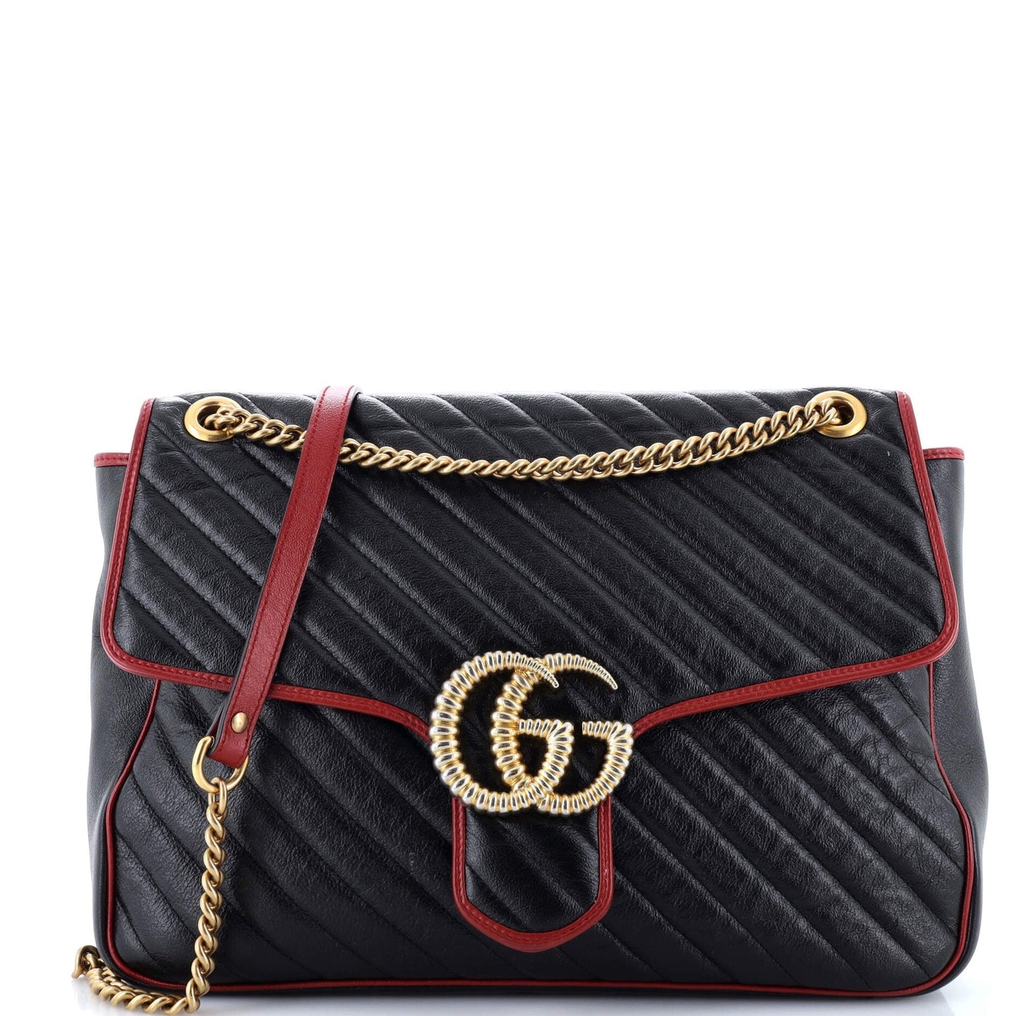 Gucci Gg Marmont Flap Bag Diagonal Quilted Leather Large
