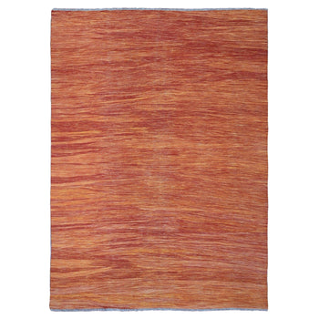 9'X12' Amber Orange Solid Design Hand Woven Afghan Hand Spun Wool Rug