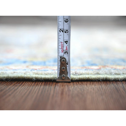 2'7"X10'2" Gray Caucasian Akstafa Design Hand Knotted All Wool Runner Rug