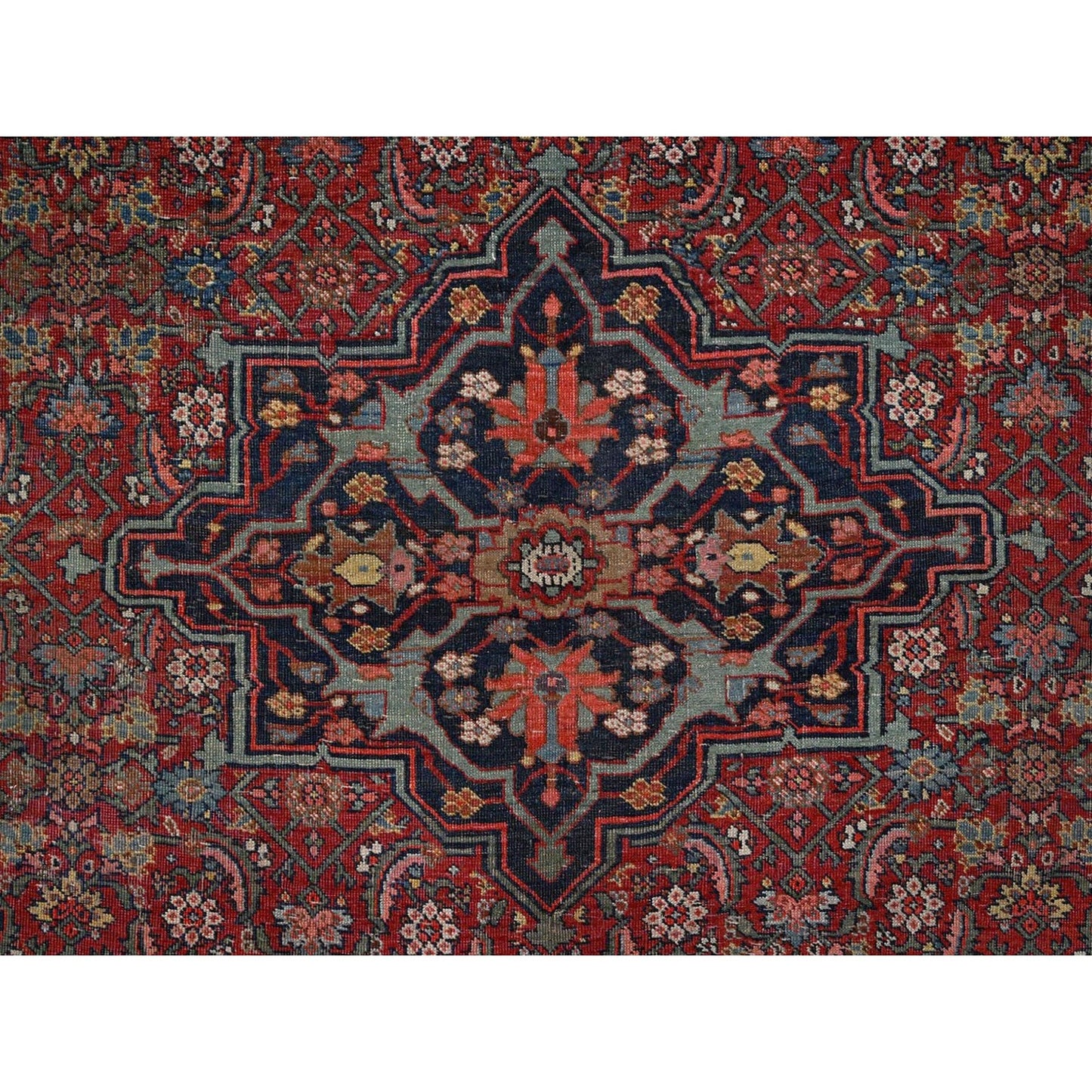 11'6"x18'10" Peach Color Antique Zoroastrian Bejar Wool Hand Knotted XL Rug