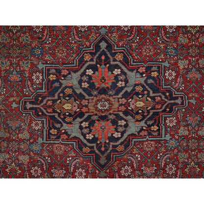 11'6"x18'10" Peach Color Antique Zoroastrian Bejar Wool Hand Knotted XL Rug