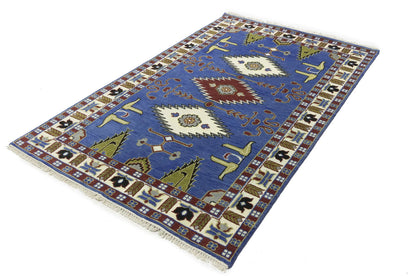 Kazak Oriental Area Rug Geometric Tribal Design