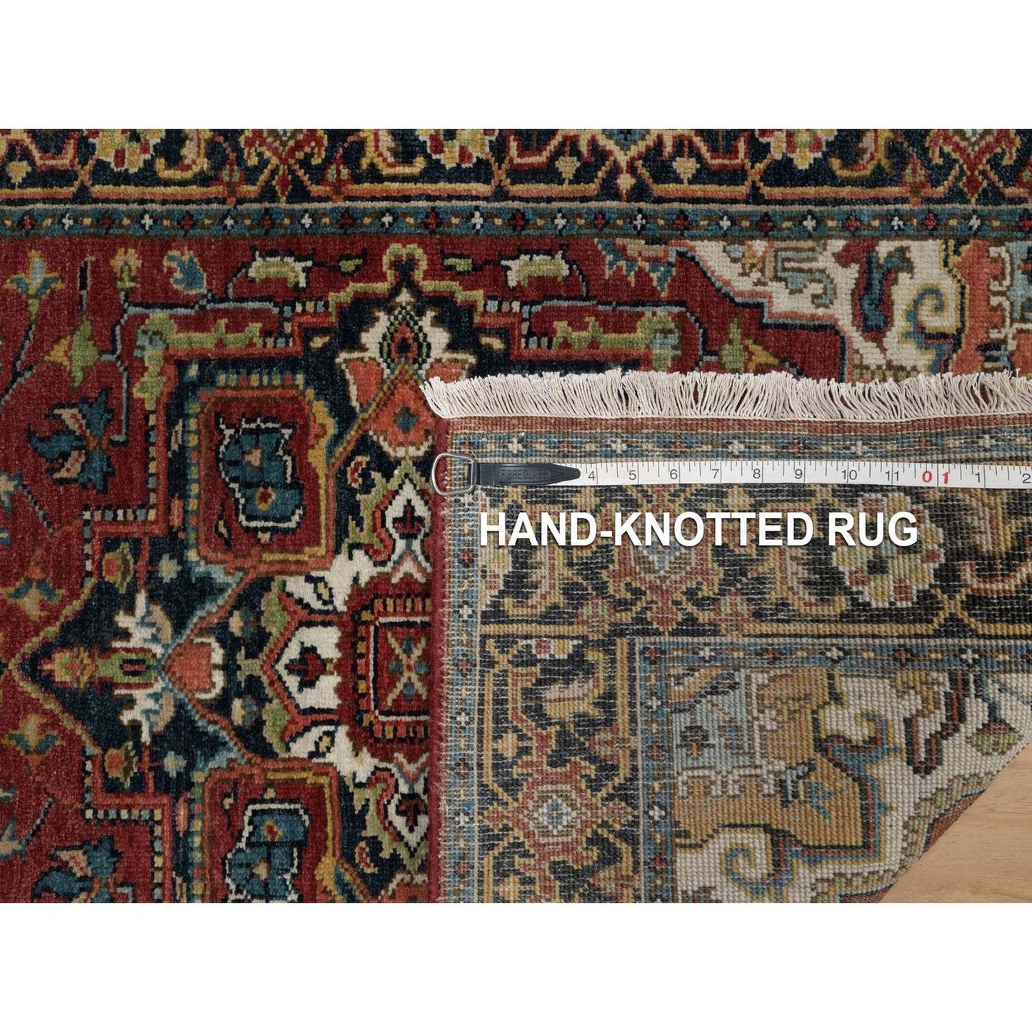 2'8"X10' Ruby Red Hand Knotted Wool Rug Runner Antiqued Fine Heris Revival
