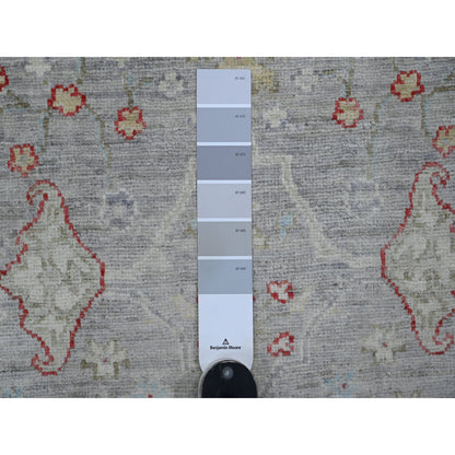 3'1"X15'10" Gray Peshawar Bijar Garus Design Hand Knotted Wool Runner Rug