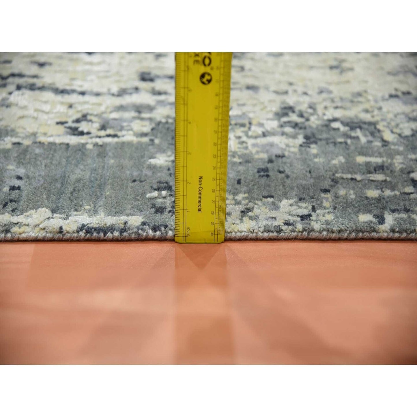 2'7"X12'2" Gray Wool And Silk Denser Weave Hand Knotted Runner Rug
