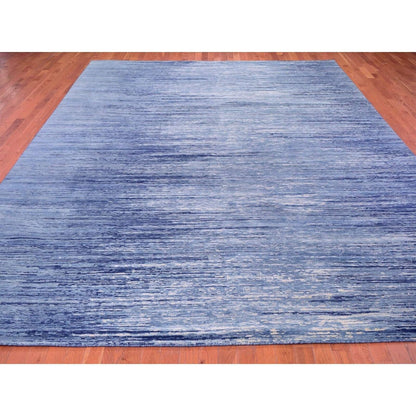 10'1"X14'1" Blue Oceanic Pure Wool Ombre Design Hand Made Oriental Rug