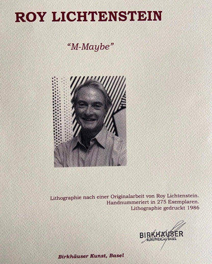 Roy Lichtenstein Lithograph "M-Maybe" Signed Limited Edition Coa