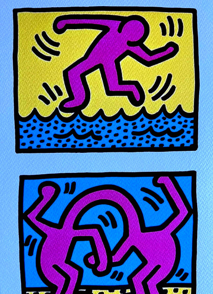 Keith Haring Lithograph Coa ''Dancing'' Signed Op Numbered By Hand