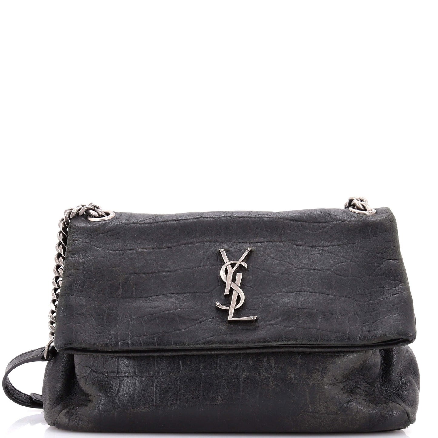 Saint Laurent West Hollywood Shoulder Bag Crocodile Embossed Leather Medium
