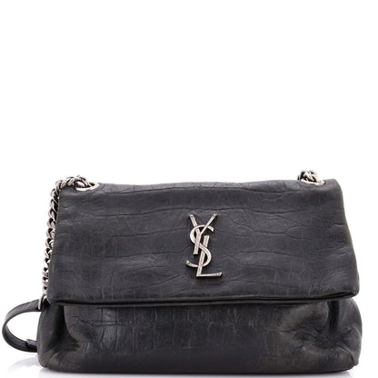 Saint Laurent West Hollywood Shoulder Bag Crocodile Embossed Leather Medium