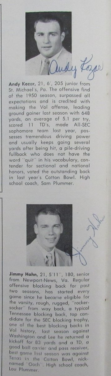 1951 Tennessee Vs. Mississippi College Football Program Signed By (36) 192267