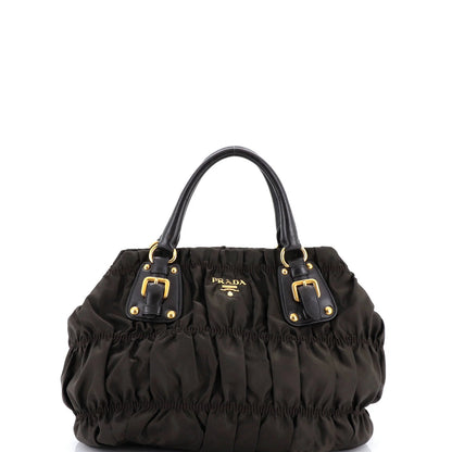 Prada Gaufre Convertible Tote Leather And Tessuto Large
