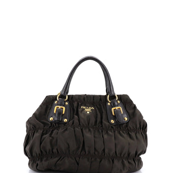 Prada Gaufre Convertible Tote Leather And Tessuto Large