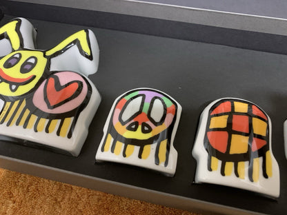 Multicolor ceramic character set by James Rizzi