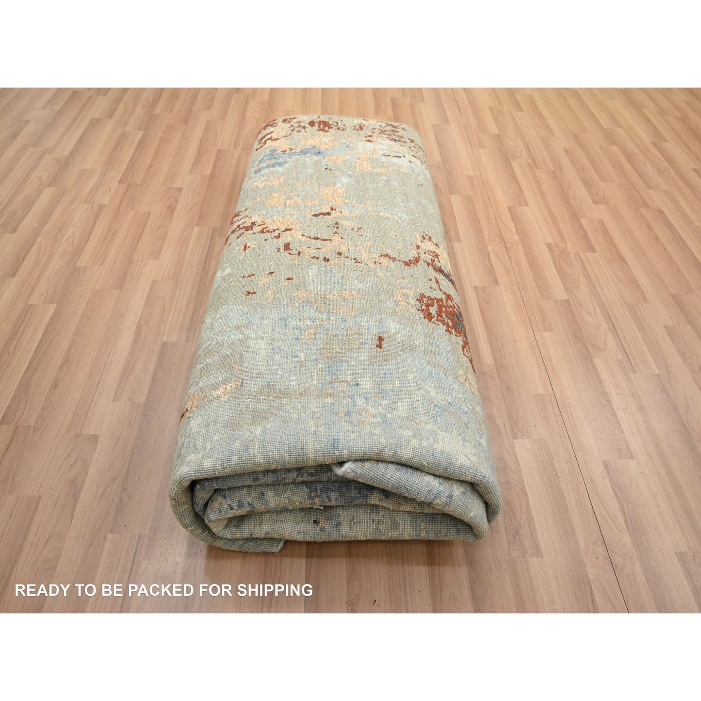 7'10"X10'2" Blue Hand Knotted Abstract Galaxy Design Wool Oriental Rug
