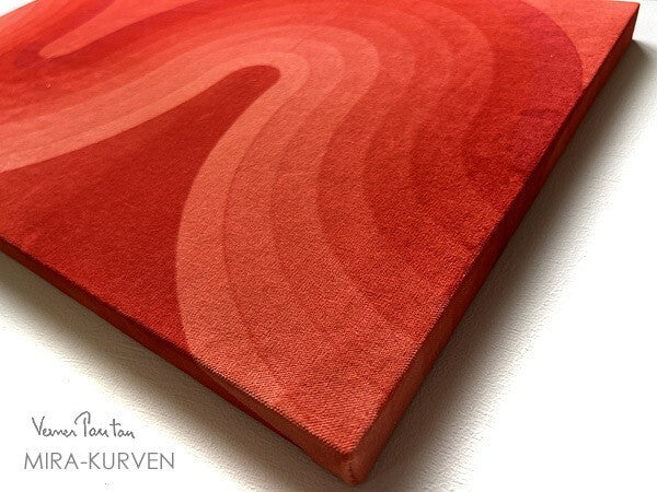 Vintage Verner Panton Mira X Kurven 23In Red Wall Art Board Fabric Mid Century