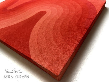 Vintage Verner Panton Mira X Kurven 23In Red Wall Art Board Fabric Mid Century