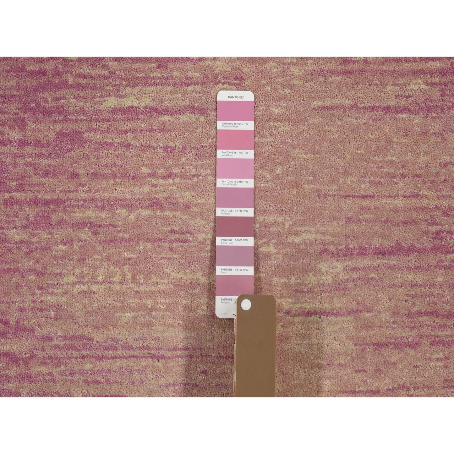 2'7"X12'3" Hand Knotted Zero Pile Pink Pure Wool Only Runner Rug