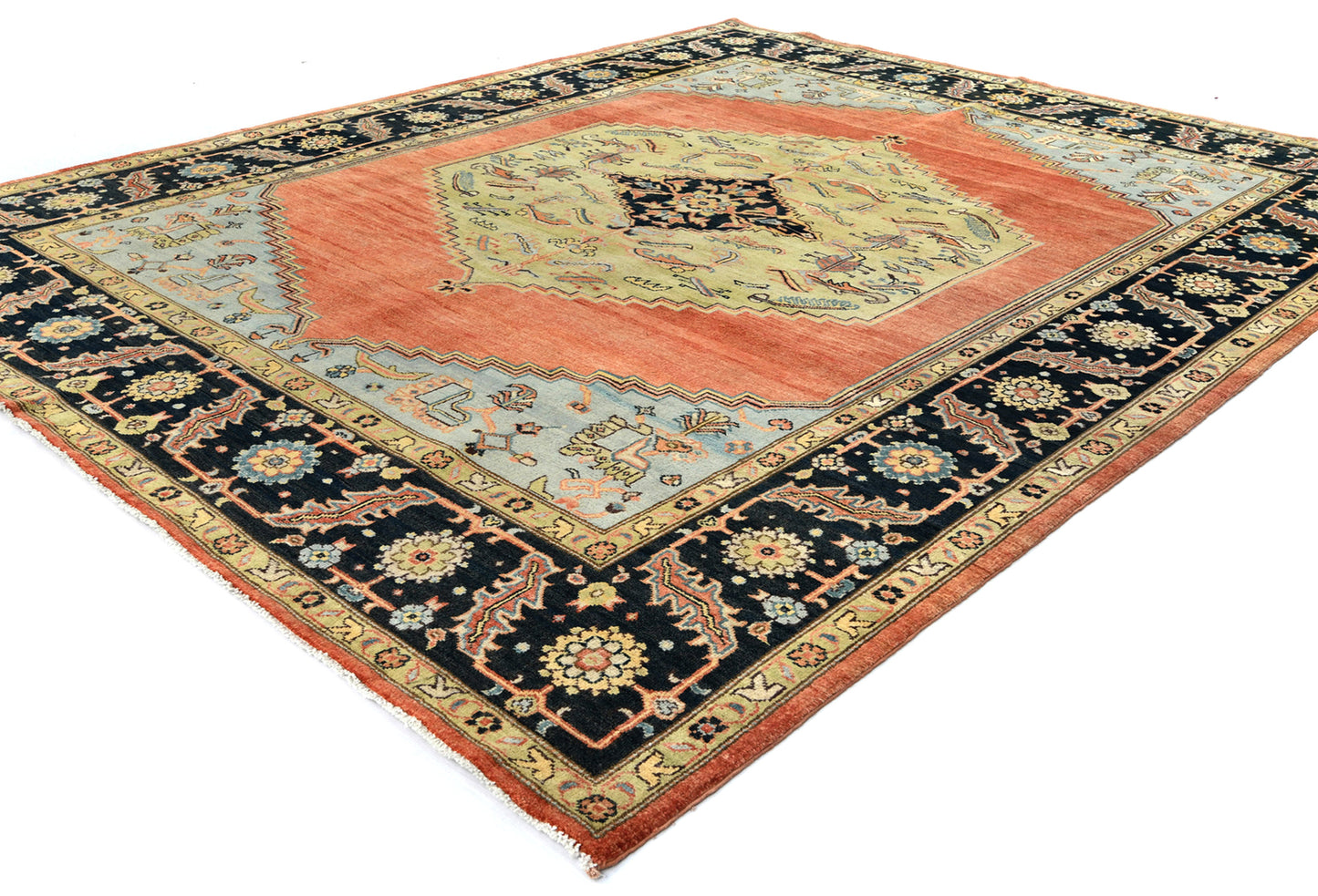 Tribal Geometric Heriz Serapi Oriental Rug Living