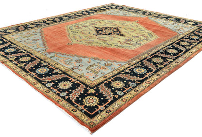Tribal Geometric Heriz Serapi Oriental Rug Living