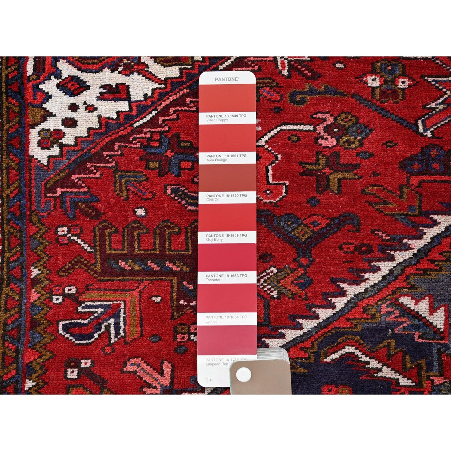 7'9"X10'4" Ajax Red Vintage Zoroastrian Heris Wool Hand Knotted Clean Rug