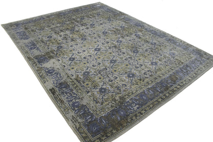 Modern handmade oriental rug distressed floral carpet 8x10 ft