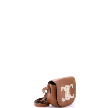 Celine Cuir Triomphe Folco Bag Embroidered Leather