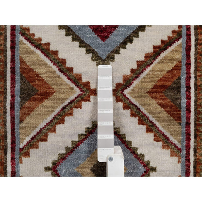 2'1"X3'1" Pastel Gray Southwest Indian Design Hand Knotted Wool Mat Rug