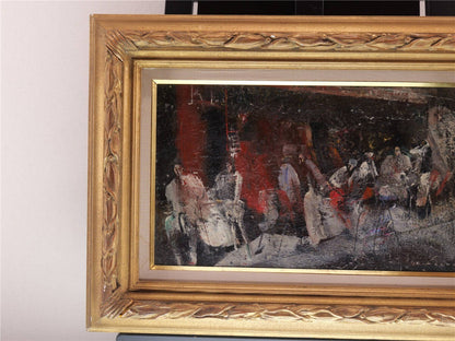 Jean Claude Chesnay Paris Cafe Scene Oil Painting French Modern Art