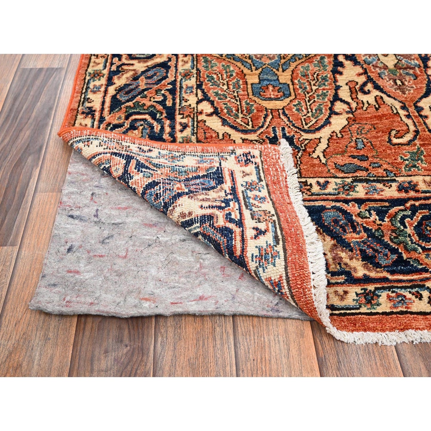 4'X6'7" Rust Orange Bijar Garus Design High Mountain Wool Hand Knotted Rug