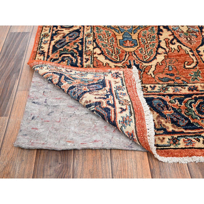 4'X6'7" Rust Orange Bijar Garus Design High Mountain Wool Hand Knotted Rug