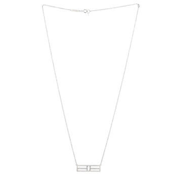 Tiffany & Co. T Open Horizontal Bar Pendant Necklace 18K White Gold With Diamond